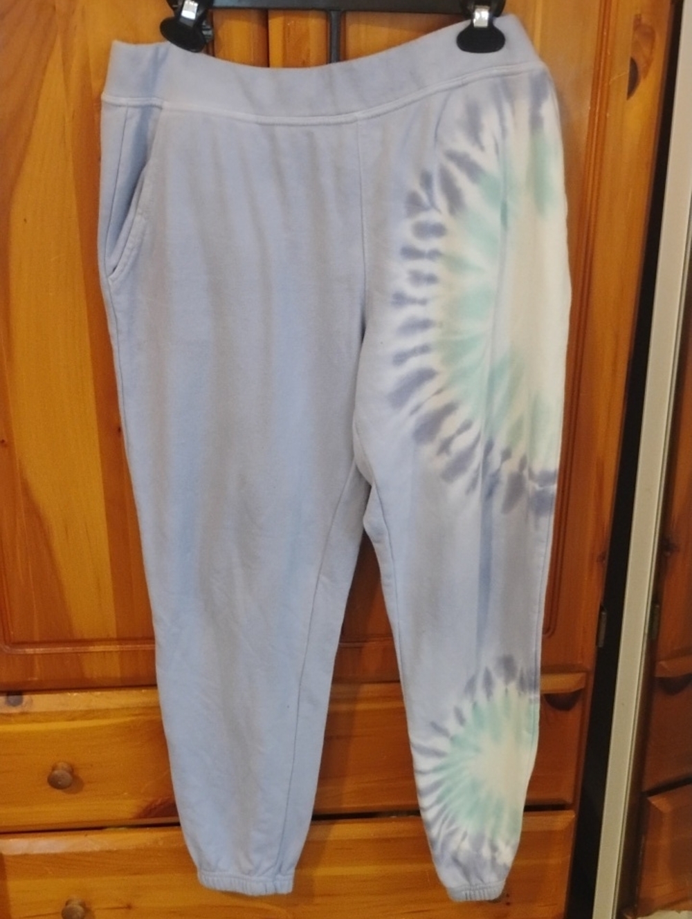 Women's Tie-Dye Pocket Fleece Jogger Pants - Gray & Multicolor